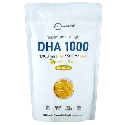 <img alt="Micro Ingredients, DHA 1000, Lemon, 200 Enteric Coated Softgels" title="Micro Ingredients, DHA 1000, Lemon, 200 Enteric Coated Softgels,850074438106"
