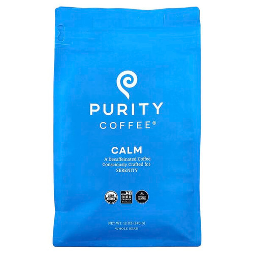 <img alt="Purity Coffee, Calm, Whole Bean, Decaffeinated, 12 oz (340 g)" title="Purity Coffee, Calm, Whole Bean, Decaffeinated, 12 oz (340 g),862707000383"