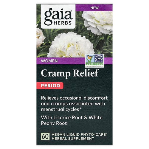 <img alt="Gaia Herbs, Women, Period Cramp Relief, 60 Vegan Liquid Phyto-Caps" title="Gaia Herbs, Women, Period Cramp Relief, 60 Vegan Liquid Phyto-Caps,751063153683"