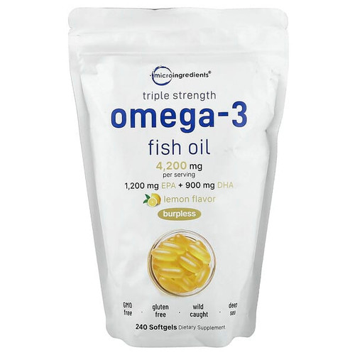 <img alt="Micro Ingredients, Omega-3 Fish Oil, Lemon, 240 Softgels" title="Micro Ingredients, Omega-3 Fish Oil, Lemon, 240 Softgels,850015616068"