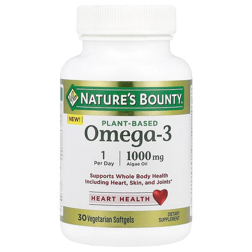 <img alt="Natures Bounty, Plant-Based Omega-3, 1,000 mg, 30 Vegetarian Softgels" title="Natures Bounty, Plant-Based Omega-3, 1,000 mg, 30 Vegetarian Softgels,074312016011"