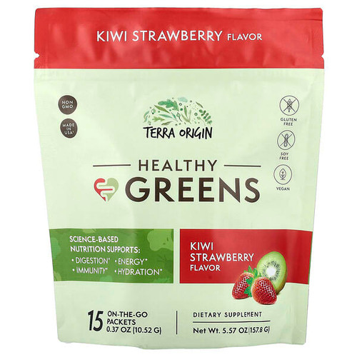 <img alt="Terra Origin, Healthy Greens, Kiwi Strawberry, 15 On-The-Go Packets, 0.37 oz (10.52 g) Each" title="Terra Origin, Healthy Greens, Kiwi Strawberry, 15 On-The-Go Packets, 0.37 oz (10.52 g) Each,860013225315"
