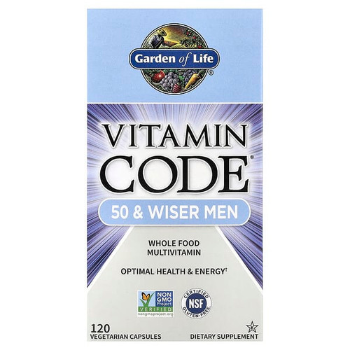 <img alt="Garden of Life, Vitamin Code, 50 & Wiser Men, Whole Food Multivitamin, 120 Vegetarian Capsules" title="Garden of Life, Vitamin Code, 50 & Wiser Men, Whole Food Multivitamin, 120 Vegetarian Capsules,658010113694"