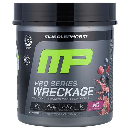 <img alt="MusclePharm, Pro Series Wreckage, Pre-Workout, Sour Berry, 15.5 oz (440 g)" title="MusclePharm, Pro Series Wreckage, Pre-Workout, Sour Berry, 15.5 oz (440 g),810002502880"