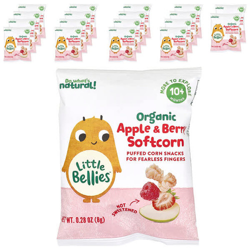 <img alt="Little Bellies, Organic Apple & Berry Softcorn, 10+ Months, 18 Bags, 0.28 oz (8 g) Each" title="Little Bellies, Organic Apple & Berry Softcorn, 10+ Months, 18 Bags, 0.28 oz (8 g) Each,810024402274"