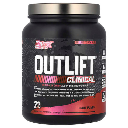 <img alt="Nutrex Research, Outlift Clinical, Fruit Punch, 22.46 oz (636.61 g)" title="Nutrex Research, Outlift Clinical, Fruit Punch, 22.46 oz (636.61 g),850046504945"