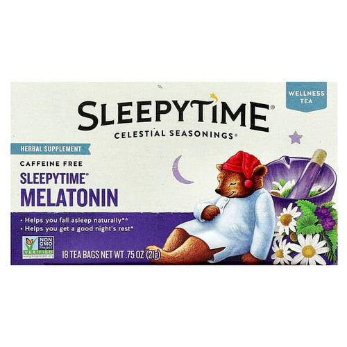 <img alt="Celestial Seasonings, Wellness Tea, Sleepytime Melatonin, Caffeine Free, 18 Tea Bags, 0.75 oz (21 g)" title="Celestial Seasonings, Wellness Tea, Sleepytime Melatonin, Caffeine Free, 18 Tea Bags, 0.75 oz (21 g),"