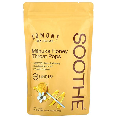<img alt="Egmont Honey, Manuka Honey Throat Pops, UMF,15+, 20 Throat Pops, 4.94 oz (140 g)" title="Egmont Honey, Manuka Honey Throat Pops, UMF,15+, 20 Throat Pops, 4.94 oz (140 g),"