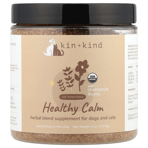 <img alt="Kin+Kind, Healthy Calm, Herbal Blend Supplement for Dogs and Cats, With Chamomile Thyme, 4 oz (113.4 g)" title="Kin+Kind, Healthy Calm, Herbal Blend Supplement for Dogs and Cats, With Chamomile Thyme, 4 oz (113.4 g),"
