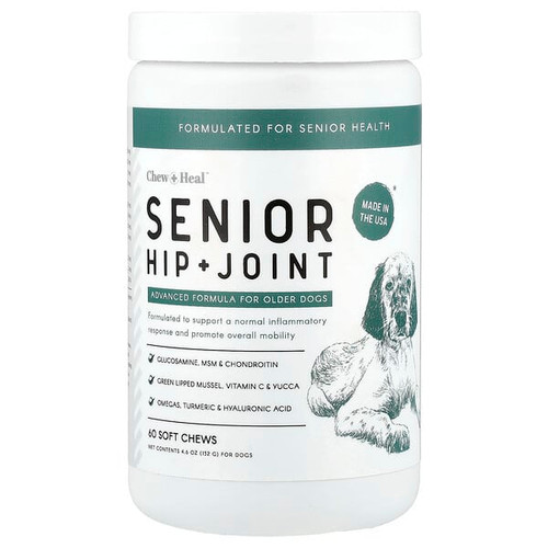 <img alt="Chew + Heal, Senior Hip + Joint, For Dogs, 60 Soft Chews, 4.6 oz (132 g)" title="Chew + Heal, Senior Hip + Joint, For Dogs, 60 Soft Chews, 4.6 oz (132 g),"