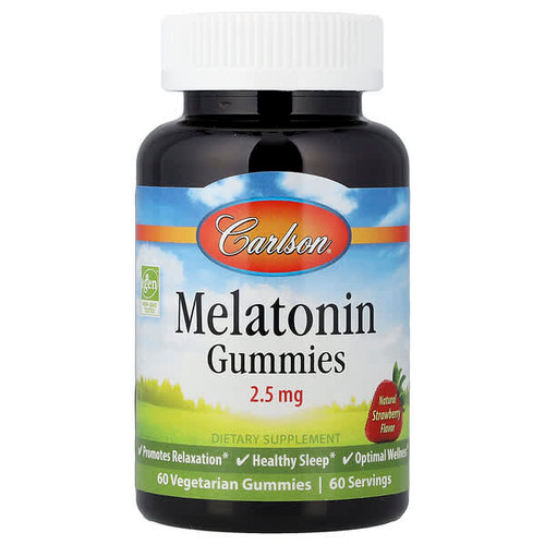 <img alt="Carlson, Melatonin Gummies, Natural Strawberry, 2.5 mg, 60 Vegetarian Gummies" title="Carlson, Melatonin Gummies, Natural Strawberry, 2.5 mg, 60 Vegetarian Gummies,"