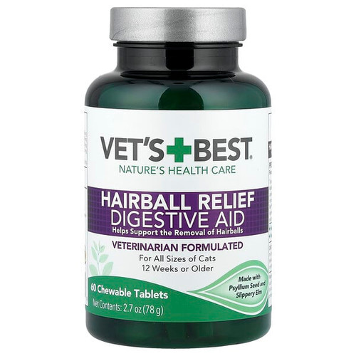 <img alt="Vets Best, Hairball Relief Digestive Aid, For Cats, 60 Chewable Tablets, 2.7 oz (78 g)" title="Vets Best, Hairball Relief Digestive Aid, For Cats, 60 Chewable Tablets, 2.7 oz (78 g),"