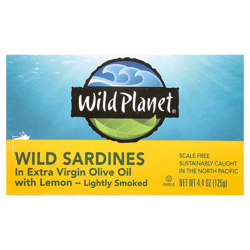 <img alt="3 PACK of Wild Planet, Wild Sardines In Extra Virgin Olive Oil with Lemon, Lightly Smoked, 4.4 oz (125 g)" title="3 PACK of Wild Planet, Wild Sardines In Extra Virgin Olive Oil with Lemon, Lightly Smoked, 4.4 oz (125 g),829696000817"