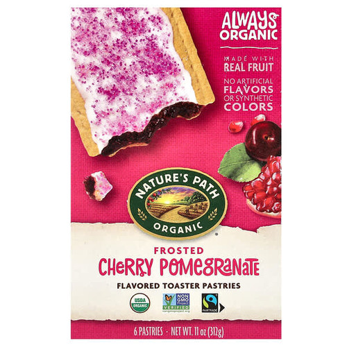 <img alt="Natures Path, Organic Toaster Pastries, Frosted Cherry Pomegranate, 6 Pastries, 11 oz (312 g)" title="Natures Path, Organic Toaster Pastries, Frosted Cherry Pomegranate, 6 Pastries, 11 oz (312 g),058449410157"