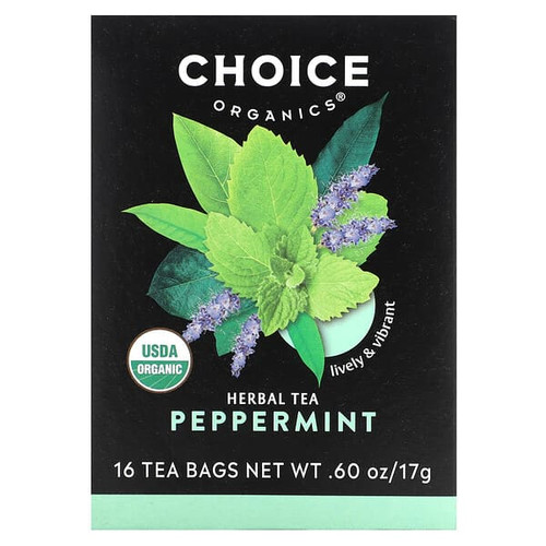 <img alt="Choice Organics, Herbal Tea, Peppermint, Caffeine Free, 16 Tea Bags, 0.60 oz (17 g)" title="Choice Organics, Herbal Tea, Peppermint, Caffeine Free, 16 Tea Bags, 0.60 oz (17 g),047445919610"