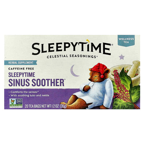 <img alt="Celestial Seasonings, Wellness Tea, Sleepytime Sinus Soother, Caffeine Free, 20 Tea Bags, 1.2 oz (35 g)" title="Celestial Seasonings, Wellness Tea, Sleepytime Sinus Soother, Caffeine Free, 20 Tea Bags, 1.2 oz (35 g),070734519529"