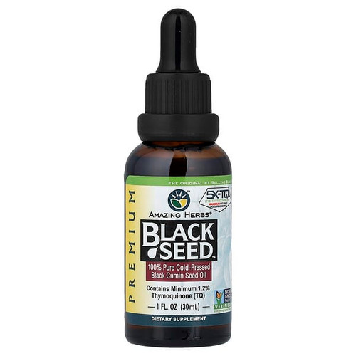 <img alt="Amazing Herbs, Premium Black Seed, 100% Pure Cold-Pressed Black Cumin Seed Oil, 1 fl oz (30 ml)" title="Amazing Herbs, Premium Black Seed, 100% Pure Cold-Pressed Black Cumin Seed Oil, 1 fl oz (30 ml),665231120011"