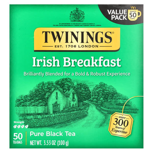 <img alt="Twinings, Pure Black Tea, Irish Breakfast, 50 Tea Bags, 3.53 oz (100 g)" title="Twinings, Pure Black Tea, Irish Breakfast, 50 Tea Bags, 3.53 oz (100 g),070177071462"