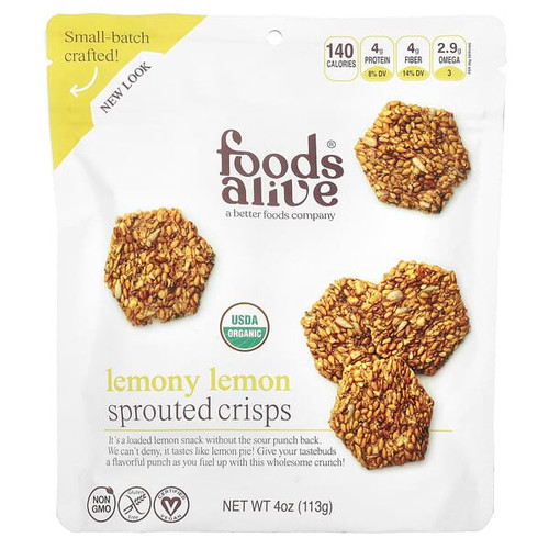 <img alt="Foods Alive, Sprouted Crisps, Lemony Lemon, 4 oz (113 g)" title="Foods Alive, Sprouted Crisps, Lemony Lemon, 4 oz (113 g),891551000881"