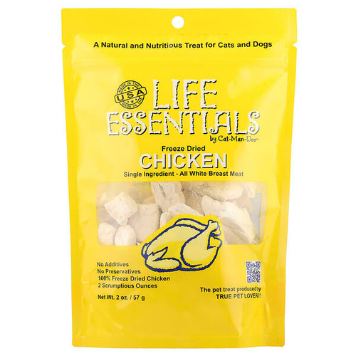 <img alt="Cat-Man-Doo, Life Essentials, Freeze Dried Chicken, For Cats and Dogs, 2 oz (57 g)" title="Cat-Man-Doo, Life Essentials, Freeze Dried Chicken, For Cats and Dogs, 2 oz (57 g),705105790350"