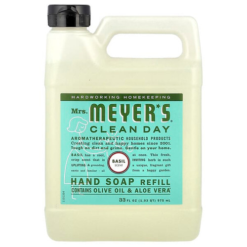 <img alt="Mrs. Meyers Clean Day, Hand Soap Refill, Basil, 33 fl oz (975 ml)" title="Mrs. Meyers Clean Day, Hand Soap Refill, Basil, 33 fl oz (975 ml),808124141636"