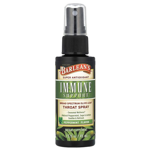 <img alt="Barleans, Immune Support, Broad Spectrum Olive Leaf Throat Spray, Peppermint, 1.5 fl oz (45 ml)" title="Barleans, Immune Support, Broad Spectrum Olive Leaf Throat Spray, Peppermint, 1.5 fl oz (45 ml),705875700023"