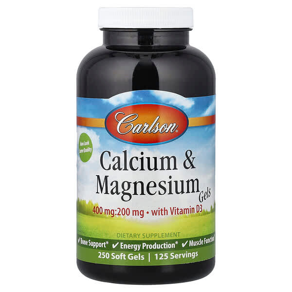<img alt="Carlson, Calcium & Magnesium Gels with Vitamin D3, 250 Soft Gels" title="Carlson, Calcium & Magnesium Gels with Vitamin D3, 250 Soft Gels,088395051722"