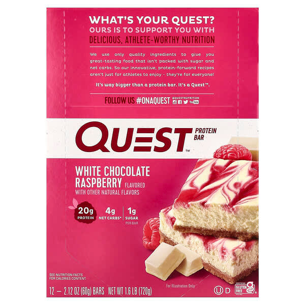 <img alt="Quest Nutrition, Protein Bar, White Chocolate Raspberry, 12 Bars, 2.12 oz (60 g) Each" title="Quest Nutrition, Protein Bar, White Chocolate Raspberry, 12 Bars, 2.12 oz (60 g) Each,888849000227"