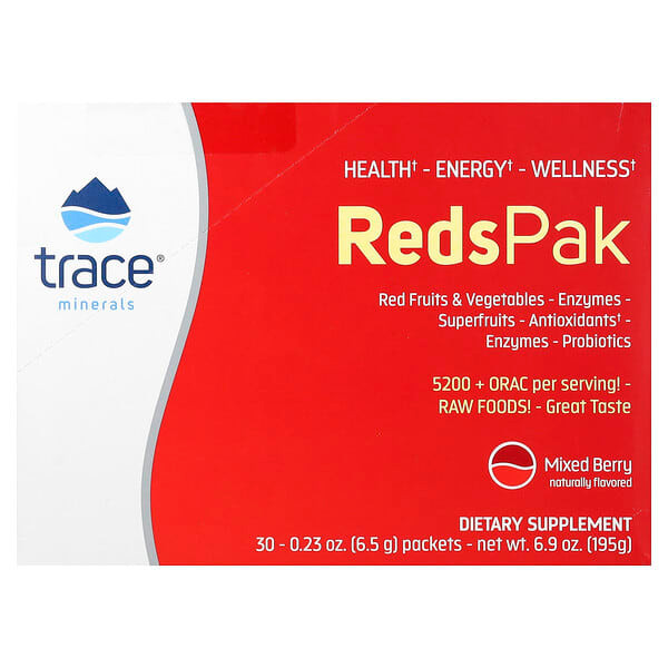 <img alt="Trace, Reds Pak, Mixed Berry, 30 Packets, 0.23 oz (6.5 g) Each" title="Trace, Reds Pak, Mixed Berry, 30 Packets, 0.23 oz (6.5 g) Each,878941001796"