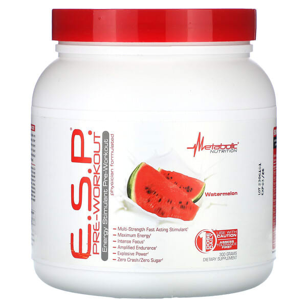 <img alt="Metabolic Nutrition, E.S.P. Pre-Workout, Watermelon, 300 g" title="Metabolic Nutrition, E.S.P. Pre-Workout, Watermelon, 300 g,764779230043"