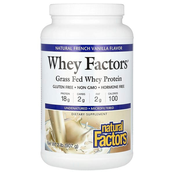 <img alt="Natural Factors, Whey Factors, Grass Fed Whey Protein, Natural French Vanilla, 2 lb (907 g)" title="Natural Factors, Whey Factors, Grass Fed Whey Protein, Natural French Vanilla, 2 lb (907 g),068958029320"