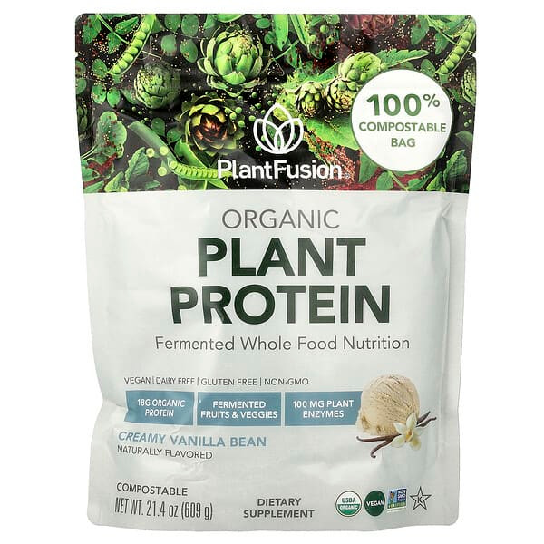 <img alt="PlantFusion, Organic Plant Protein, Creamy Vanilla Bean, 21.4 oz (609 g)" title="PlantFusion, Organic Plant Protein, Creamy Vanilla Bean, 21.4 oz (609 g),855560002359"