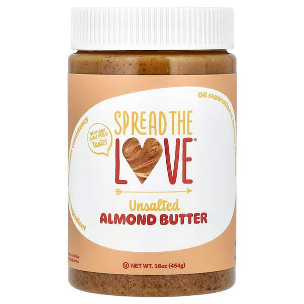 <img alt="Spread The Love, Almond Butter, Unsalted, 16 oz ( 454 g)" title="Spread The Love, Almond Butter, Unsalted, 16 oz ( 454 g),866945000075"