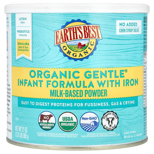 <img alt="Earths Best, Organic Gentle Infant Formula with Iron, Birth to 12 Months, 21 oz (595 g)" title="Earths Best, Organic Gentle Infant Formula with Iron, Birth to 12 Months, 21 oz (595 g),023923101074"