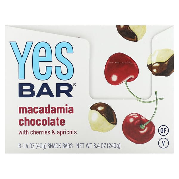<img alt="Yes Bar, Snack Bar, Macadamia Chocolate, 6 Bars, 1.4 oz (40 g) Each" title="Yes Bar, Snack Bar, Macadamia Chocolate, 6 Bars, 1.4 oz (40 g) Each,861430000240"
