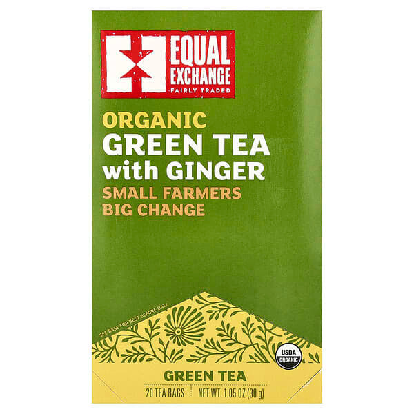 <img alt="Equal Exchange, Organic Green Tea with Ginger, 20 Tea Bags, 1.05 oz (30 g)" title="Equal Exchange, Organic Green Tea with Ginger, 20 Tea Bags, 1.05 oz (30 g),745998500261"