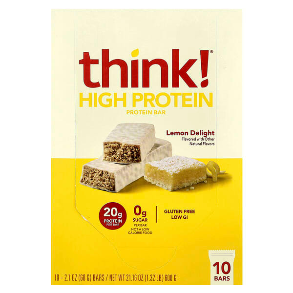 <img alt="Think , High Protein Bars, Lemon Delight, 10 Bars, 2.1 oz (60 g) Each" title="Think , High Protein Bars, Lemon Delight, 10 Bars, 2.1 oz (60 g) Each,753656712031"