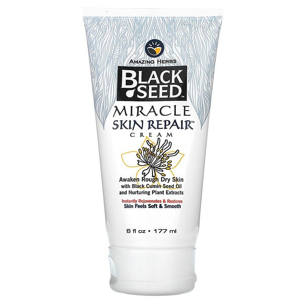 <img alt="Amazing Herbs, Black Seed Miracle Skin Repair Cream, 6 fl oz (177 ml)" title="Amazing Herbs, Black Seed Miracle Skin Repair Cream, 6 fl oz (177 ml),665231760064"