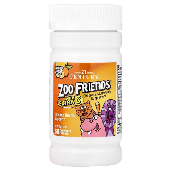 <img alt="21st Century, Zoo Friends with Extra C, Natural Orange, 60 Chewable Tablets" title="21st Century, Zoo Friends with Extra C, Natural Orange, 60 Chewable Tablets,740985273135"