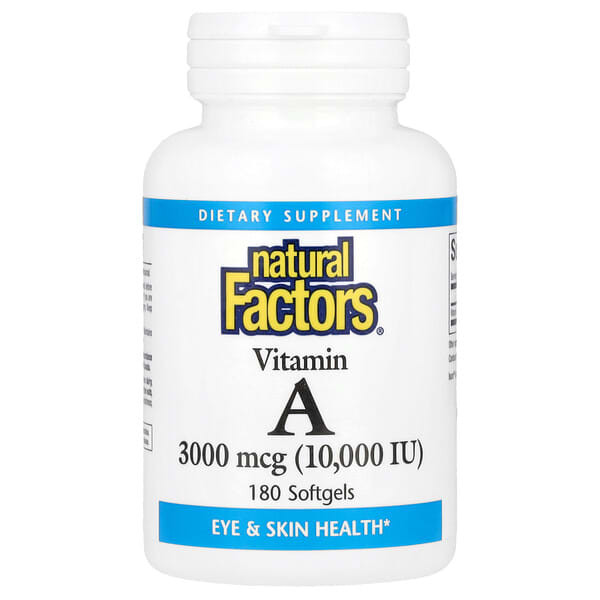 <img alt="Natural Factors, Vitamin A, 3,000 mcg (10,000 IU), 180 Softgels" title="Natural Factors, Vitamin A, 3,000 mcg (10,000 IU), 180 Softgels,068958010410"
