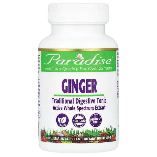 <img alt="Paradise Herbs, Ginger, 60 Vegetarian Capsules (250 mg per Capsule)" title="Paradise Herbs, Ginger, 60 Vegetarian Capsules (250 mg per Capsule),601944777241"