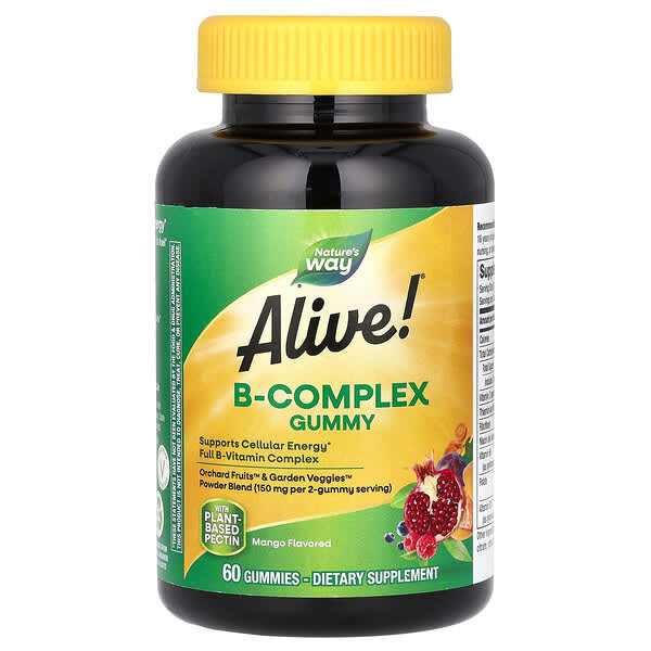 <img alt="Natures Way, Alive B-Complex Gummy, Mango, 60 Gummies" title="Natures Way, Alive B-Complex Gummy, Mango, 60 Gummies,033674104835"