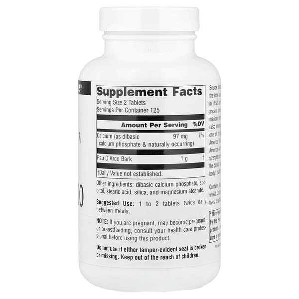 <img alt="Source Naturals, Pau DArco, 500 mg, 250 Tablets" title="Source Naturals, Pau DArco, 500 mg, 250 Tablets,021078002260"