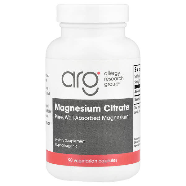 <img alt="Allergy Research Group, Magnesium Citrate, 90 Vegetarian Capsules (170 mg per Capsule)" title="Allergy Research Group, Magnesium Citrate, 90 Vegetarian Capsules (170 mg per Capsule),713947702400"