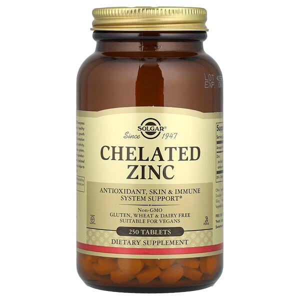 <img alt="Solgar, Chelated Zinc, 250 Tablets (22 mg per Tablet)" title="Solgar, Chelated Zinc, 250 Tablets (22 mg per Tablet),033984008014"