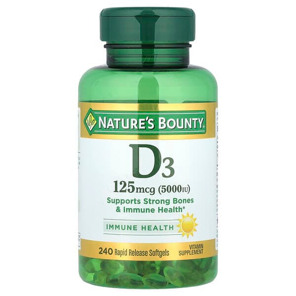 <img alt="Natures Bounty, Vitamin D3, 125 mcg (5,000 IU), 240 Rapid Release Softgels" title="Natures Bounty, Vitamin D3, 125 mcg (5,000 IU), 240 Rapid Release Softgels,074312291760"