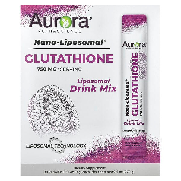 <img alt="Aurora Nutrascience, Nano-Liposomal, Glutathione, Liposomal Drink Mix, 30 Packets, 0.32 oz (9 g) Each" title="Aurora Nutrascience, Nano-Liposomal, Glutathione, Liposomal Drink Mix, 30 Packets, 0.32 oz (9 g) Each,628504648612"