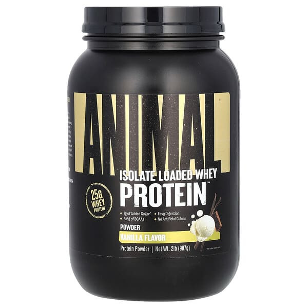 <img alt="Animal, Isolate Loaded Whey Protein Powder, Vanilla, 2 lb (907 g)" title="Animal, Isolate Loaded Whey Protein Powder, Vanilla, 2 lb (907 g),039442031150"
