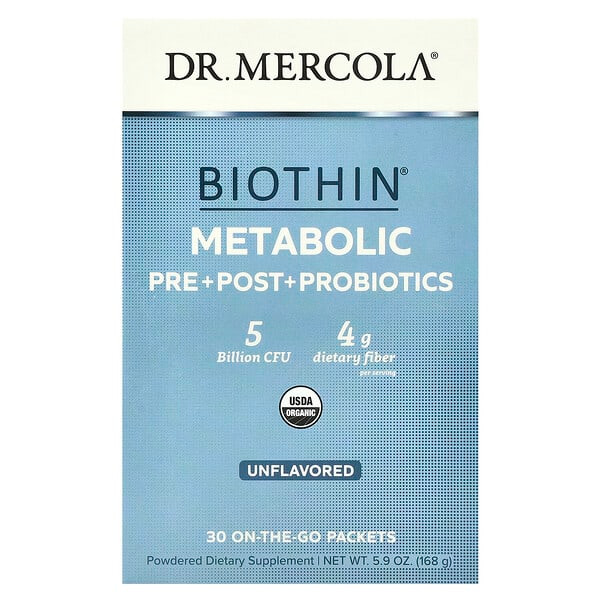 <img alt="Dr. Mercola, Biothin, Metabolic Pre+ Post + Probiotics, Unflavored, 5 Billion CFU, 30 On-The-Go Packets, 0.19 oz (5.6 g) Each" title="Dr. Mercola, Biothin, Metabolic Pre+ Post + Probiotics, Unflavored, 5 Billion CFU, 30 On-The-Go Packets, 0.19 oz (5.6 g) Each,810094213121"