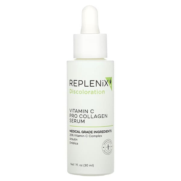 <img alt="Replenix, Discoloration, Vitamin C Pro Collagen Serum, Fragrance Free, 1 fl oz (30 ml)" title="Replenix, Discoloration, Vitamin C Pro Collagen Serum, Fragrance Free, 1 fl oz (30 ml),358211881827"